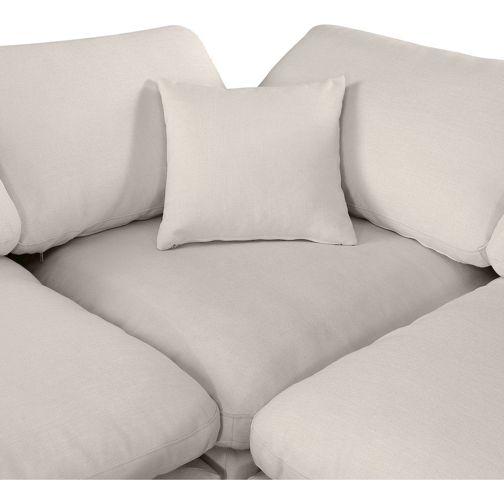 Comfy Beige Linen Textured Fabric Modular Sectional