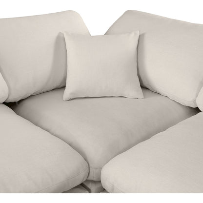 Comfy Beige Linen Textured Fabric Modular Sectional