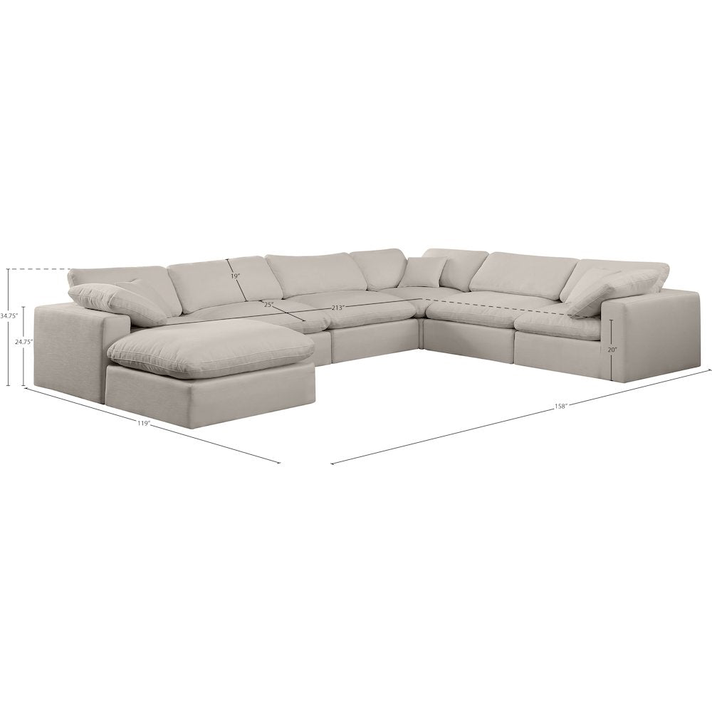 Comfy Beige Linen Textured Fabric Modular Sectional