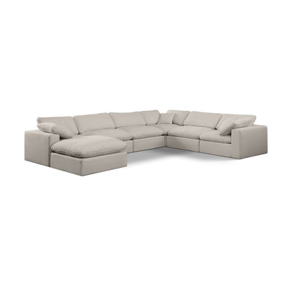 Comfy Beige Linen Textured Fabric Modular Sectional