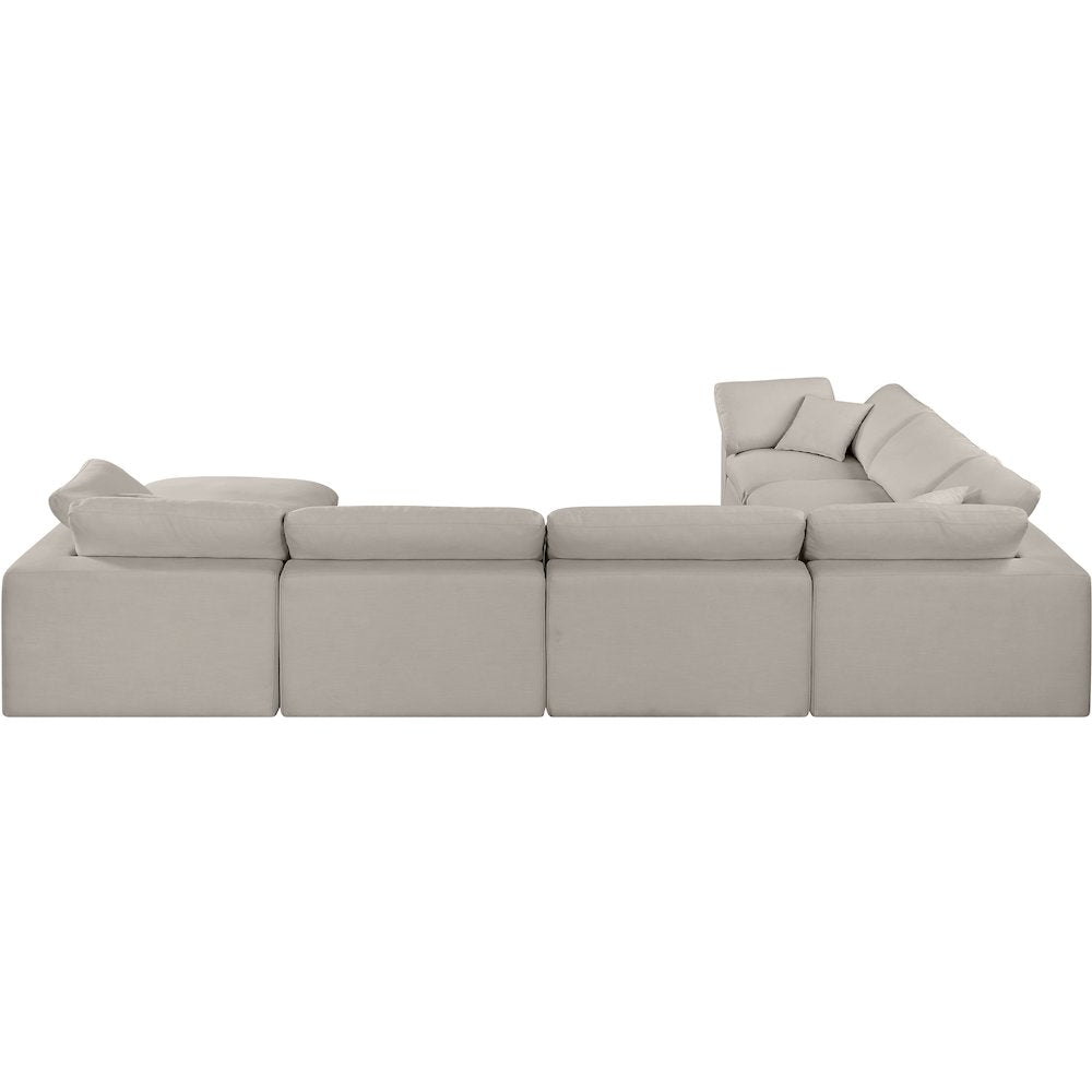 Comfy Beige Linen Textured Fabric Modular Sectional