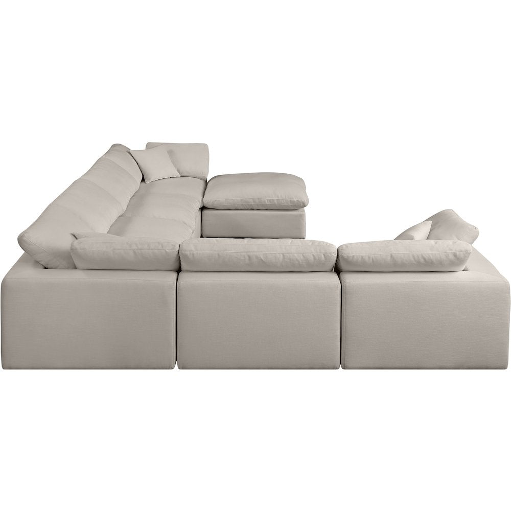 Comfy Beige Linen Textured Fabric Modular Sectional