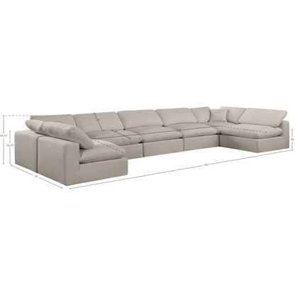 Comfy Beige Linen Textured Fabric Modular Sectional