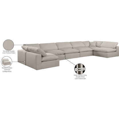 Comfy Beige Linen Textured Fabric Modular Sectional