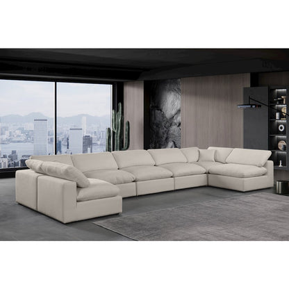 Comfy Beige Linen Textured Fabric Modular Sectional