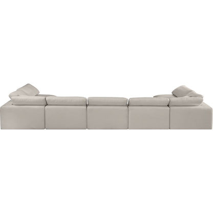 Comfy Beige Linen Textured Fabric Modular Sectional