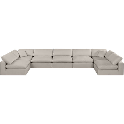 Comfy Beige Linen Textured Fabric Modular Sectional