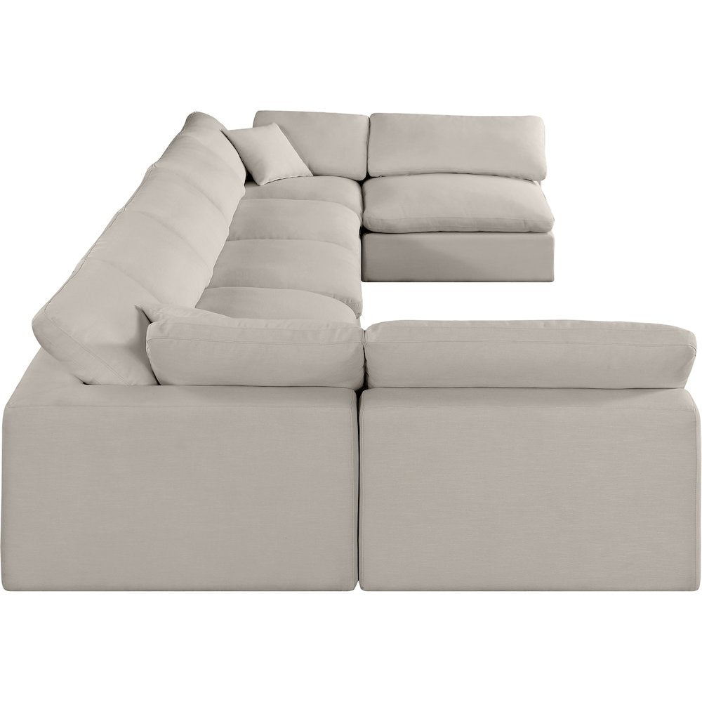 Comfy Beige Linen Textured Fabric Modular Sectional