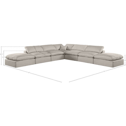 Comfy Beige Linen Textured Fabric Modular Sectional