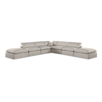 Comfy Beige Linen Textured Fabric Modular Sectional