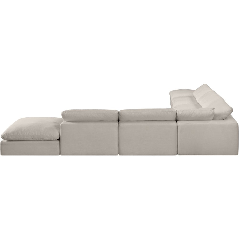 Comfy Beige Linen Textured Fabric Modular Sectional