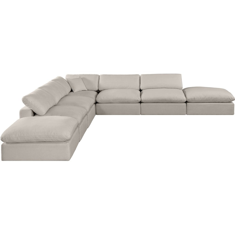 Comfy Beige Linen Textured Fabric Modular Sectional