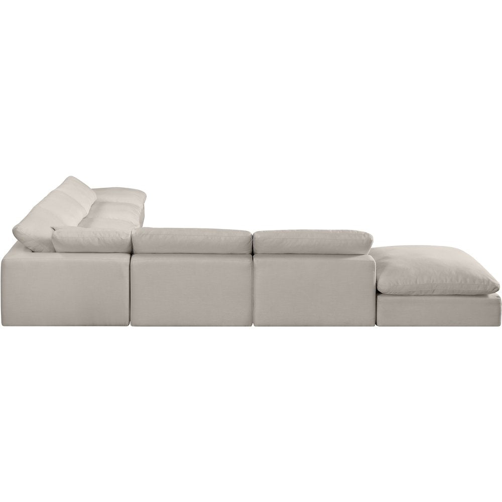 Comfy Beige Linen Textured Fabric Modular Sectional