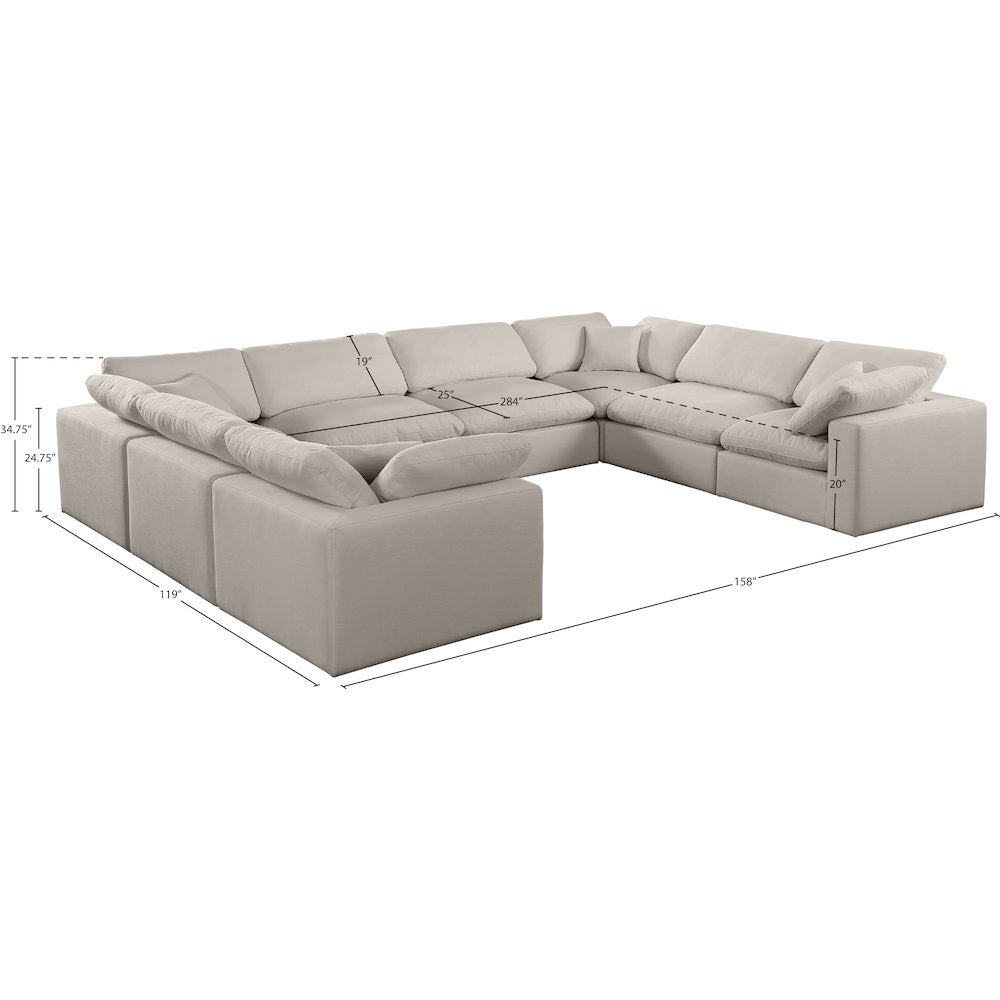 Comfy Beige Linen Textured Fabric Modular Sectional
