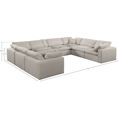 Comfy Beige Linen Textured Fabric Modular Sectional