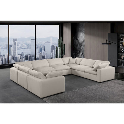 Comfy Beige Linen Textured Fabric Modular Sectional