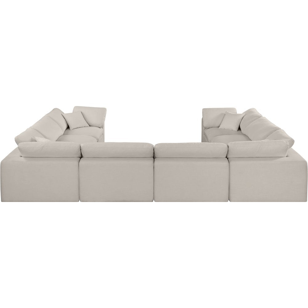 Comfy Beige Linen Textured Fabric Modular Sectional