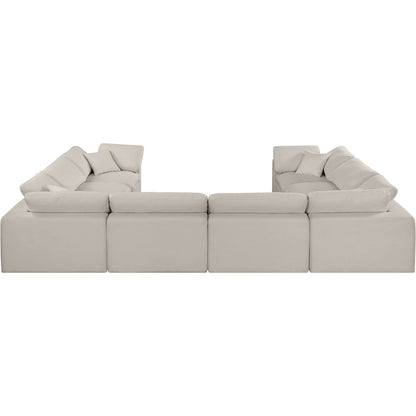 Comfy Beige Linen Textured Fabric Modular Sectional