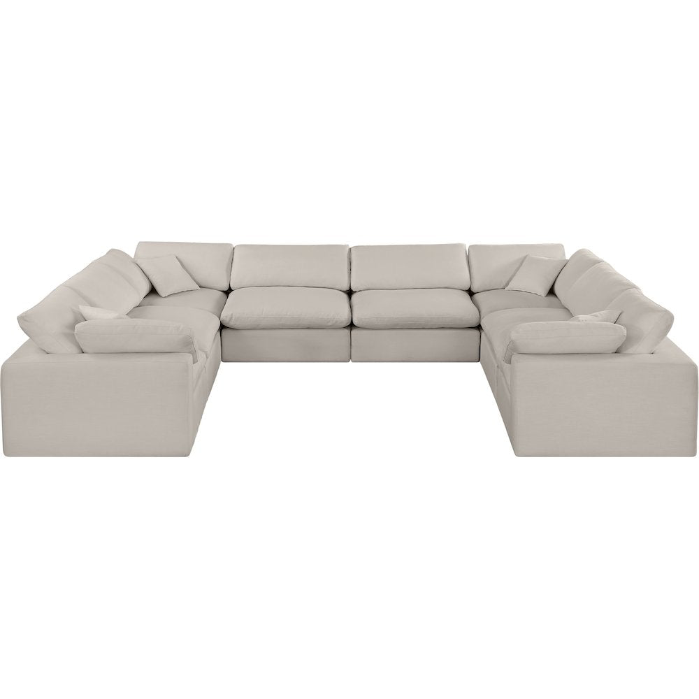 Comfy Beige Linen Textured Fabric Modular Sectional