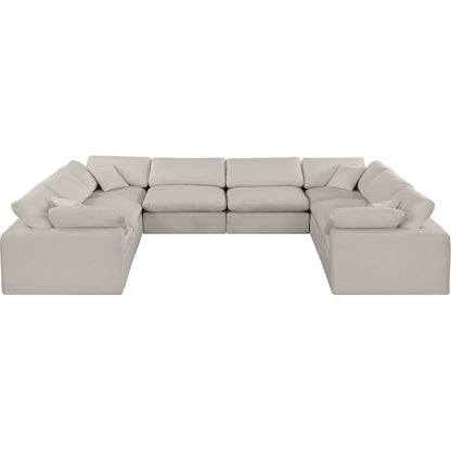 Comfy Beige Linen Textured Fabric Modular Sectional