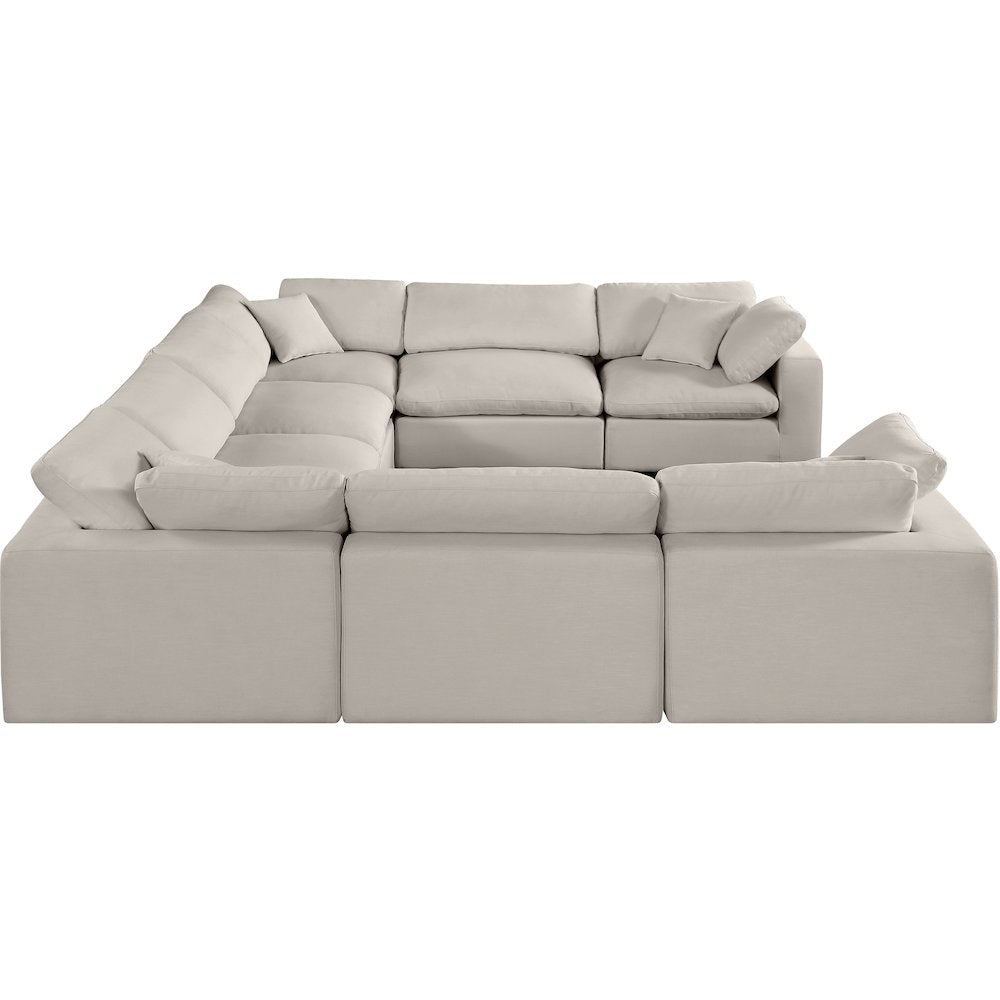 Comfy Beige Linen Textured Fabric Modular Sectional