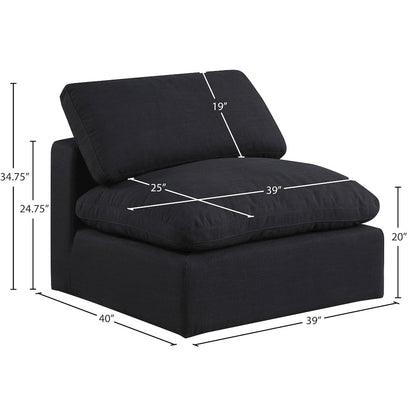 Comfy Black Linen Textured Fabric Modular Armless Chair
