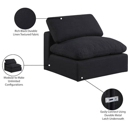 Comfy Black Linen Textured Fabric Modular Armless Chair
