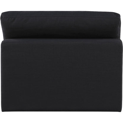 Comfy Black Linen Textured Fabric Modular Armless Chair