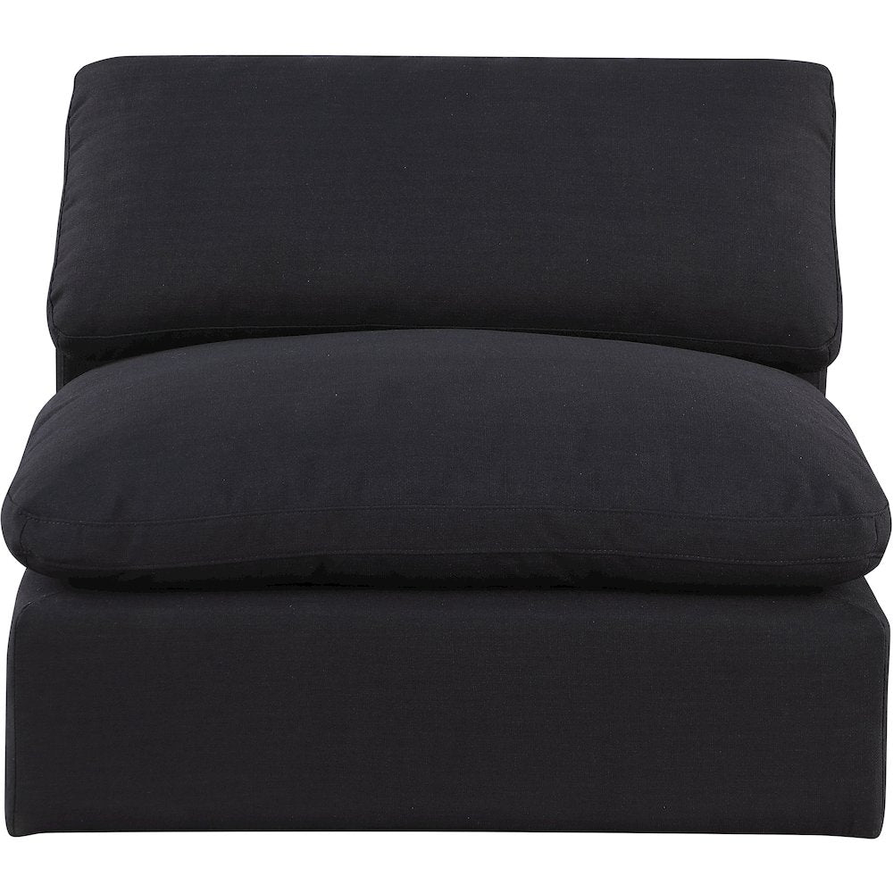 Comfy Black Linen Textured Fabric Modular Armless Chair