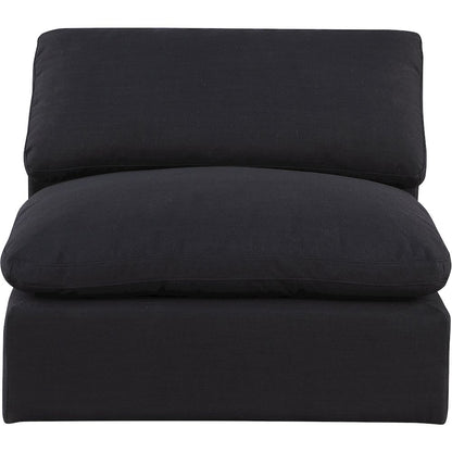 Comfy Black Linen Textured Fabric Modular Armless Chair