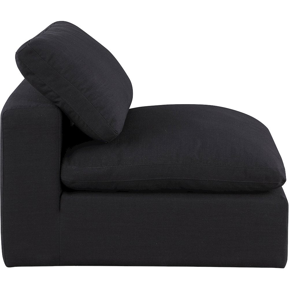 Comfy Black Linen Textured Fabric Modular Armless Chair
