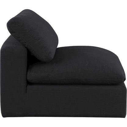 Comfy Black Linen Textured Fabric Modular Armless Chair