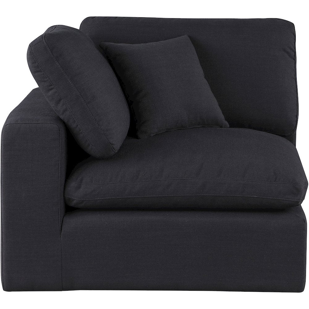 Comfy Black Linen Textured Fabric Modular Corner Chair