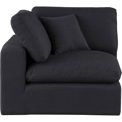 Comfy Black Linen Textured Fabric Modular Corner Chair