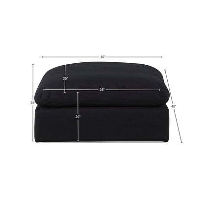 Comfy Black Linen Textured Fabric Modular Ottoman