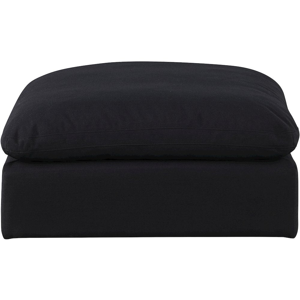 Comfy Black Linen Textured Fabric Modular Ottoman