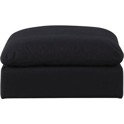 Comfy Black Linen Textured Fabric Modular Ottoman