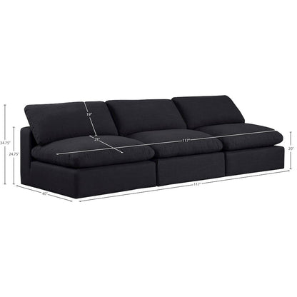 Comfy Black Linen Textured Fabric Modular Sofa