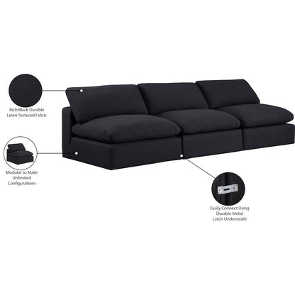 Comfy Black Linen Textured Fabric Modular Sofa