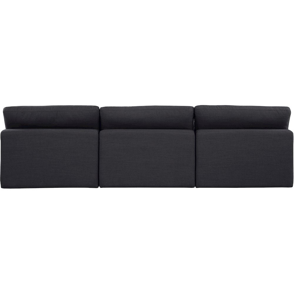 Comfy Black Linen Textured Fabric Modular Sofa