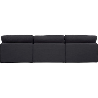 Comfy Black Linen Textured Fabric Modular Sofa