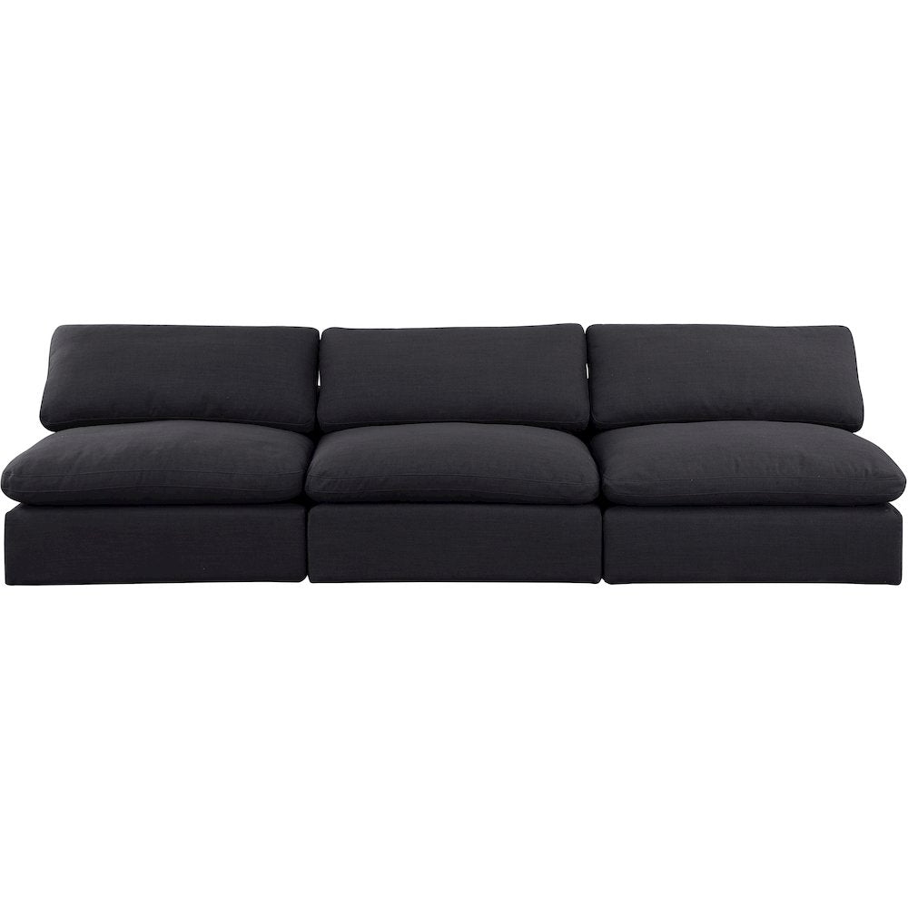 Comfy Black Linen Textured Fabric Modular Sofa