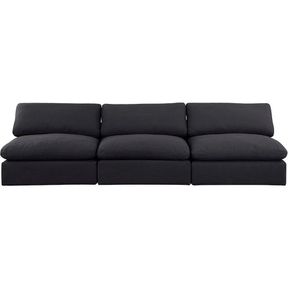 Comfy Black Linen Textured Fabric Modular Sofa