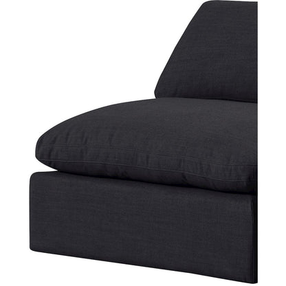 Comfy Black Linen Textured Fabric Modular Sofa