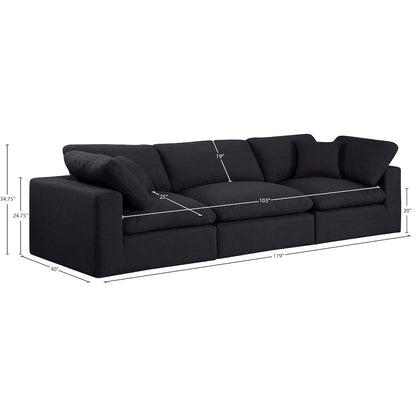 Comfy Black Linen Textured Fabric Modular Sofa