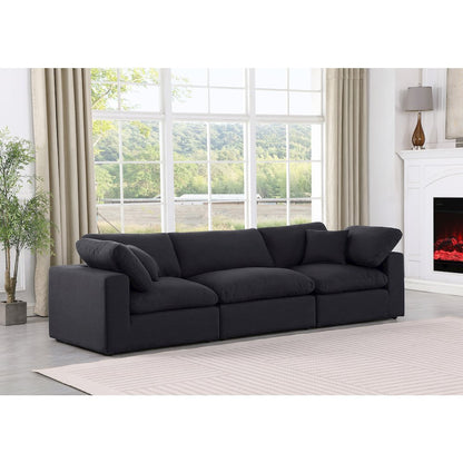 Comfy Black Linen Textured Fabric Modular Sofa