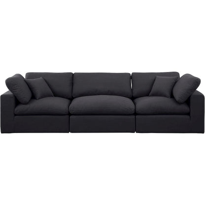 Comfy Black Linen Textured Fabric Modular Sofa