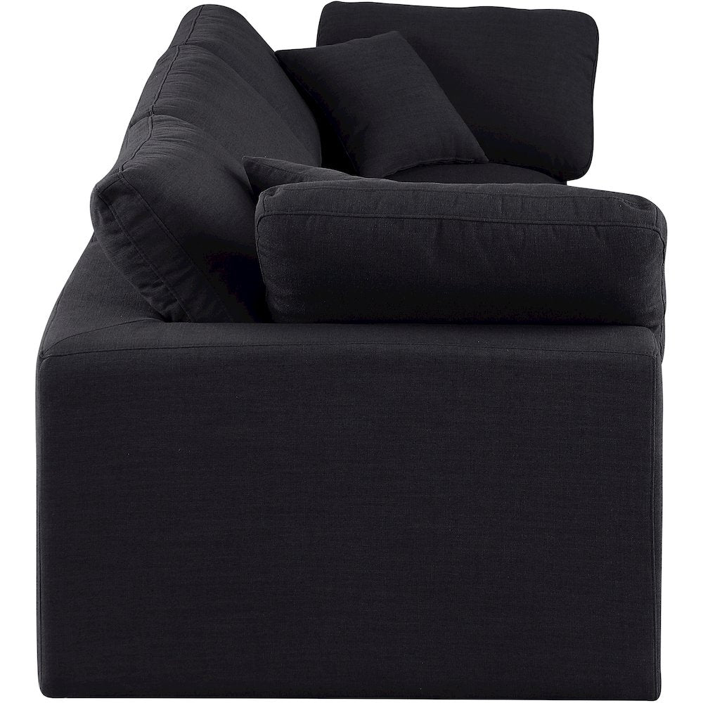 Comfy Black Linen Textured Fabric Modular Sofa