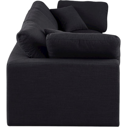 Comfy Black Linen Textured Fabric Modular Sofa