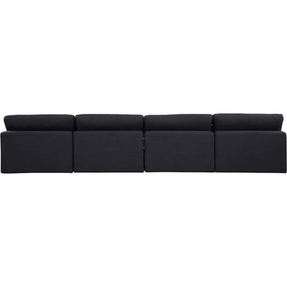 Comfy Black Linen Textured Fabric Modular Sofa